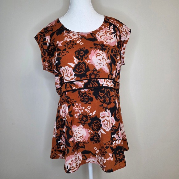 Motherhood Maternity Tops - Motherhood Maternity Floral Empire Waist Blouse Rust Pink Black Size M